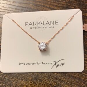 Park Lane Rose Gold Solitaire Pendant Necklace with Clear Crystal